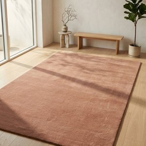 Alfombra de Lana Sólida Hecha a Mano de Primera Calidad, Alfombra Suave Color Terracota, Alfombra Moderna Minimalista de Pelo Cortado para Decoración de Sala de Estar y Dormitorio - Product Image 5