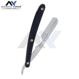 Navaja de Afeitar Profesional para Barbería, con Bloqueo Giratorio, de Acero Inoxidable, de Una Sola Hoja, para Afeitar la Cara, Duradera, Negra y Plateada, con Mango de Plástico - Product Image 3