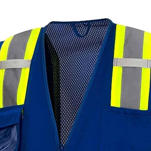 Chaleco de Seguridad Reflectante Reversible Azul para Hombre con Bolsillos, Cuello en V, Cierre de Tirantes, Ropa Exterior Transpirable para Uso Casual de Verano - Product Image 4