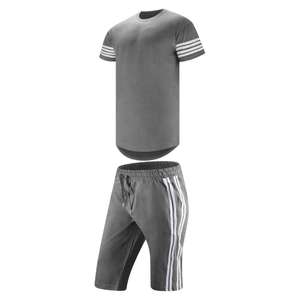 Ensemble de survêtement unisexe pour hommes, t-shirt uni de haute qualité, shorts décontractés, ensembles courts à séchage rapide, été, thermique, 100% coton - Product Image 4