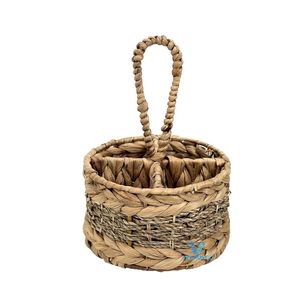 Support à ustensiles de cuisine tressé à la main en jonc de mer, jacinthe d'eau et rotin – Organisateur de couverts naturel pour comptoir de cuisine - Product Image 4