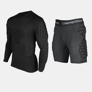 <b>Performance</b> Com Bat Padded Compression Shirts Pants EVA Goalie Impact Guard Set Moisture Wicking Padded Training <b>Wear</b> Kit - Product Image 6