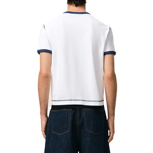 T-shirt en coton premium pour homme, manches raglan, tricoté, patchwork, coupe oversize, style streetwear, option OEM, décontracté, marque privée - Product Image 2