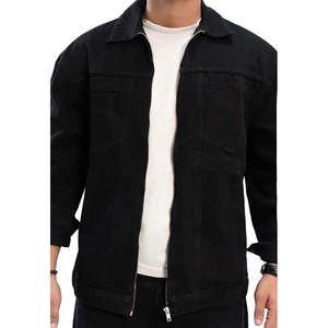 แจ็คเก็ตและเสื้อโค้ทเดนิมสีดำสำหรับผู้ชาย - Product Image 3