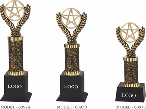 Trofeo Deportivo de Aleación de Zinc con Diseño de Estrella y Hojas de Laurel con Impresión UV, Acabado Negro, 14.5 Pulgadas, Modelo 639 - Product Image 4
