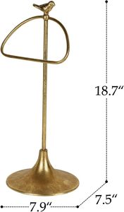 Freestanding Metal <b>Towel</b> Rack With Bird Top Minimalist Design For Bathroom Spa Use - Product Image 3