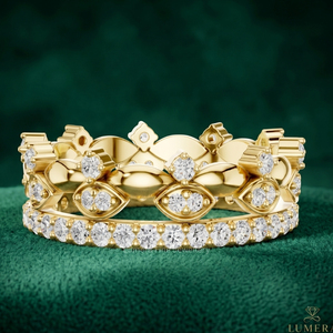 Bague de mariage de luxe LUMERA unisexe, diamant de laboratoire couleur D VVS2, plaqué or 18 carats, taille brillant rond, certifié IGI - Product Image 1
