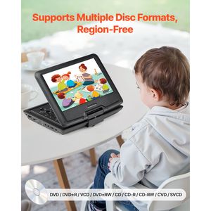 Lettore DVD Portatile HD da 10.1 Pollici con Display Girevole, Batteria Ricaricabile da 4 Ore, Doppi Altoparlanti, Sincronizzazione TV CD/VCD - Product Image 5