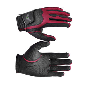 Guantes de golf negros y rojos de cuero PU antideslizantes con cierre de gancho y bucle para deportes unisex - Product Image 3