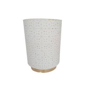 Table à tiroirs en os incrusté de la marque ILAHI, design moderne, détails en agate, rangement à trois niveaux, meuble portable pour la maison - Product Image 1