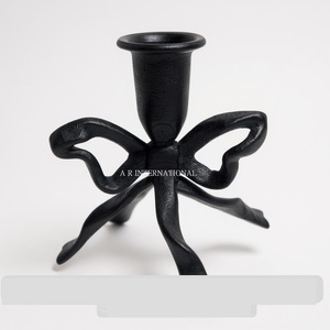 Cast Aluminium Bow Taper Candle Holder Embossed 2-Color Gold Black <b>Vintage</b> <b>French</b> Handmade Eco-Friendly for Wedding Home - Product Image 6
