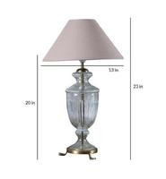 Lampe de table en verre traditionnelle avec abat-jour en tissu beige Empire, E27 LED, lumière blanc chaud, pour salon, éclairage décoratif