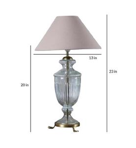 Lámpara de Mesa Tradicional de Vidrio con Pantalla de Tela Beige, E27 LED, Luz Blanca Cálida, para Sala de Estar, Iluminación Decorativa - Product Image 3