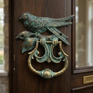 Battant de porte en fonte motif oiseau, design traditionnel, décoration d'entrée, écologique, imperméable, auto-adhésif, durable, accent décoratif intérieur pour la maison - Product Image 1
