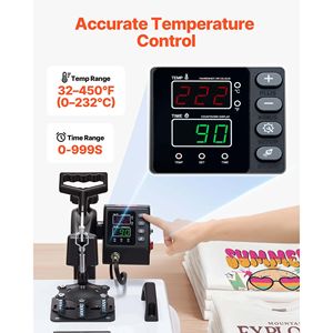 Pressa a Caldo 2-in-1 Multifunzione 15x15 pollici, Rotazione a 360°, 1200W, Doppio Tubo, Riscaldamento Rapido Digitale per T-shirt e Tazze - Product Image 3