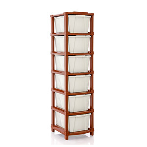 Meuble de rangement moderne et durable à 6 tiroirs pour vêtements, étagère autoportante en plastique pour salon - Product Image 3