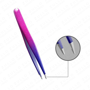 Juego de 4 Pinzas para Cejas de Acero Inoxidable, Color Morado Azul Degradado con Brillo, Punta Inclinada, Herramientas de Belleza, OEM - Product Image 5