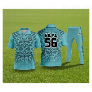 Mens Polyester Cotton Sublimation Print Uniform Sports Wear Cricket Uniform with <b>T</b> Shirt Wholesale Cricket Sets Factory Prices - Product Image 1