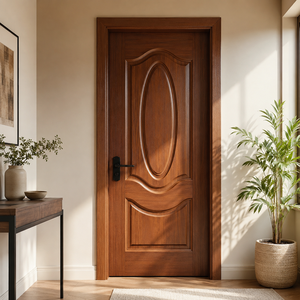 Puerta Interior de Madera Sólida Elegante, Diseño Tradicional, Superficie Acabada, Aplicación para Dormitorio, Apertura Manual - Product Image 4