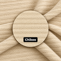 Tissu en maille côtelée double en polyester Chikoo, tissu texturé extensible pour la confection de vêtements et d'habillement