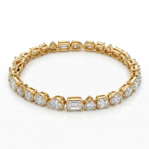 Moissanite Tennis Bracelet Gold Mixed Cut Stones Statement Design Wedding <b>Gift</b> for Women - Product Image 2