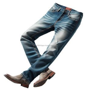 กางเกงยีนส์บางพอดีตัวของผู้ชายกางเกงยีนส์ซักได้สีพื้นวินเทจแบบลำลอง - Product Image 2