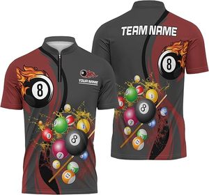 Maillot de billard personnalisé à demi-zip pour l'équipe de pool, snooker et 8 ball - Product Image 1