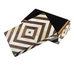 Caja de Joyería Moderna de Resina para Mujer, Diseño Geométrico en Blanco y Negro, Rectangular con Tapa, Decoración para el Hogar - Product Image 3