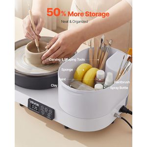 Torno de Cerámica Eléctrico de Mesa de 450W para Adultos, Plato Giratorio de Aluminio de 11 Pulgadas, 30-300 RPM Ajustables para Manualidades con Arcilla - Product Image 6