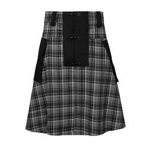 New Custom Spring and Summer Cross-border Unisex Irish Plaid <b>Wool</b> Kilt Apron Scottish Utility Skirt Regular Fit Black Knight - Product Image 3