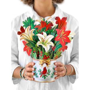 Tarjeta Pop-up 3D de 12 Pulgadas con Diseño de Ramo de Flores Eternas, Tarjeta de Felicitación Navideña, Tarjeta Festiva en Blanco - Product Image 2