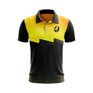 Maillot de cricket pour hommes jaune et noir à sublimation, polo à manches courtes, vêtements de sport pour matchs et entraînements, tenue d'équipe athlétique - Product Image 1