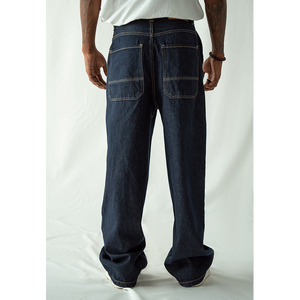Top Trending Custom Men Straight Denim Jeans Vintage Washed Oversized Luxury <b>Hip</b> Hop Breathable Jeans Custom Men Denim Pants - Product Image 4