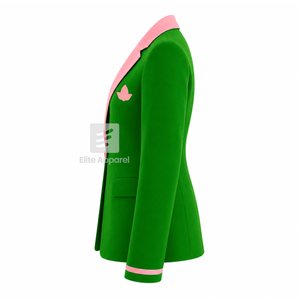 Blazer personnalisé Alpha Kapa Alpha avec logo brodé vert et rose, doublure en polyester avec logo répété imprimé pour femme - Product Image 4