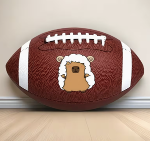1 X Size 9 PVC Rugby Ball (Pump Not Included), Gray Rolled Edge Sheep Wool <b>Felt</b> Packaging with Hand-Painted Style <b>Animal</b> Design - Product Image 5