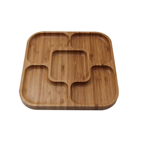 Handcrafted Modern Four Petal Flower Wooden Serving <b>Tray</b> with 4 Compartments & Center Eco-Friendly Snack Condiment Organizer - Product Image 4