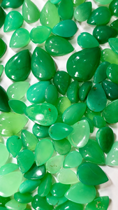 Natural Chrysoprase Pear Cabochon | Green Chrysoprase Loose Gemstone | Polished Round Cab | Jewelry Making <b>Stone</b> | Ring Pendant - Product Image 2