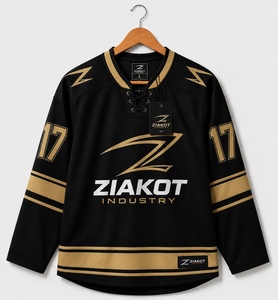 Vente en gros directe ZIAKOT INDUSTRY Maillot de hockey personnalisé noir et or - Product Image 1