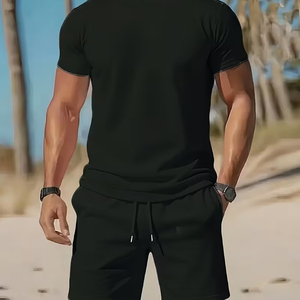 Conjunto de Verano para Hombre, Fabricante, 2 Piezas, Camiseta de Algodón de 220 GSM, Pantalones Cortos Cargo, Talla Grande, Suministro al por Mayor OEM - Product Image 2