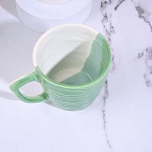 Forest Sculpted <b>Large</b> Capacity Green Cup Set of 2 Microwave Safe Hand Painted Design Style for Hot Chocolate Cappuccino Tea <b>Mugs</b> - Product Image 3