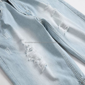 Short Cargo décontracté personnalisé pour hommes 100% coton vieilli Denim doublé Jean pantalon avec trous de haute qualité - Product Image 6