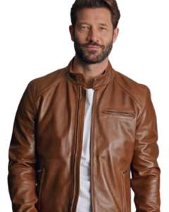 Chaqueta Bomber de Piel Auténtica con Cierre, Estilo Casual para Invierno, Color Liso - Product Image 6