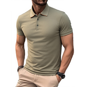 Polo de punto transpirable para hombre, talla grande, con diseño liso, logotipo personalizable, estilo casual estampado - Product Image 6