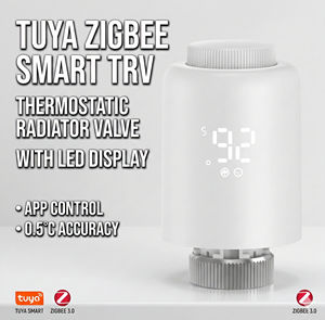 Vanne thermostatique intelligente Tuya Zigbee TRV <span class=keywords><strong>avec</strong></span> écran LED, contrôleur de température programmable, actionneur compatible Alexa Google - Product Image 1