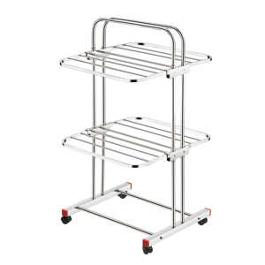 Three Layer Detachable Stainless Steel <b>Cloth</b> <b>Dryer</b> Stand Movable Laundry Organizer Space Saving Standing Storage Airer - Product Image 5