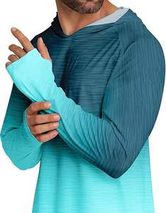 Chemises à capuche à manches longues de qualité supérieure pour hommes, col rond, protection solaire UPF 50+, anti-UV, pour la pêche en plein air - Product Image 1