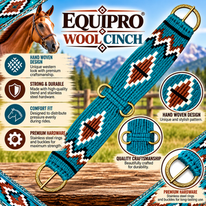 EQUIPRO - Cinturón de Cuerda con Patrón Azul y Anillos Metálicos para Caballo, Ajustable, de Cuero y Lana - Product Image 2