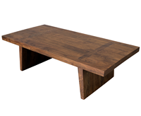 Table basse rectangulaire moderne en bois d'acacia massif avec plateau en acacia et pieds en bois inclinés, idéale pour la maison, le bureau ou l'appartement