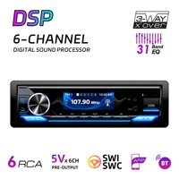 Lecteur MP3 de voiture 1 DIN DSP avec écran TFT, Bluetooth 6.0, 6 RCA, égaliseur 31 bandes, X-Bass, FM AM RDS, USB AUX pour mise à niveau audio
