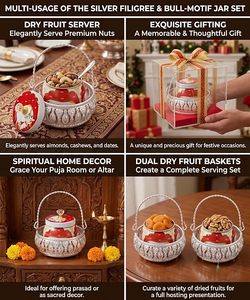 Oriental Metal Food <b>Storage</b> <b>Jar</b> With Airtight Lid Handcrafted Round Design <b>For</b> <b>Kitchen</b> Use - Product Image 6